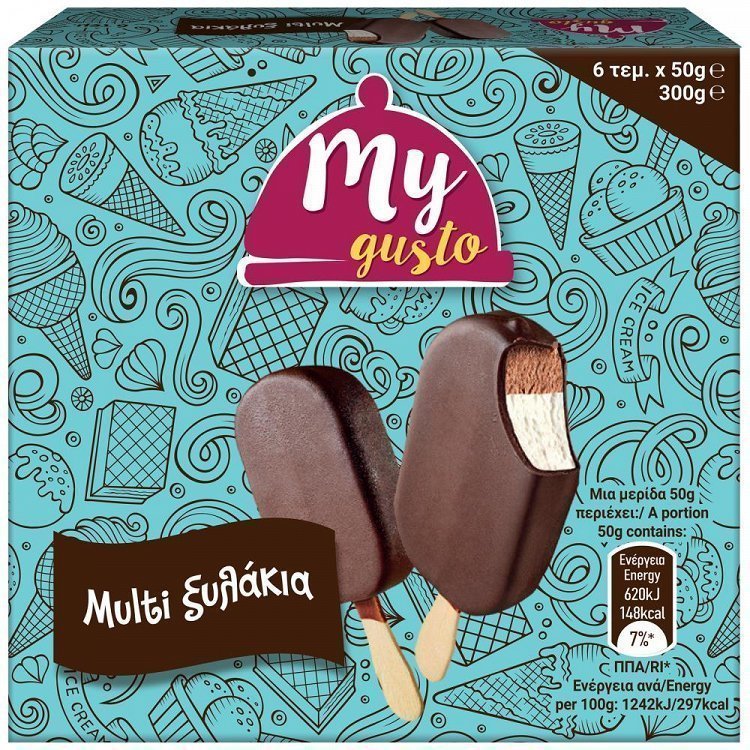 My Gusto Παγωτό Multi Ξυλάκι Βανίλια Σοκολάτα 6τεμ 300gr