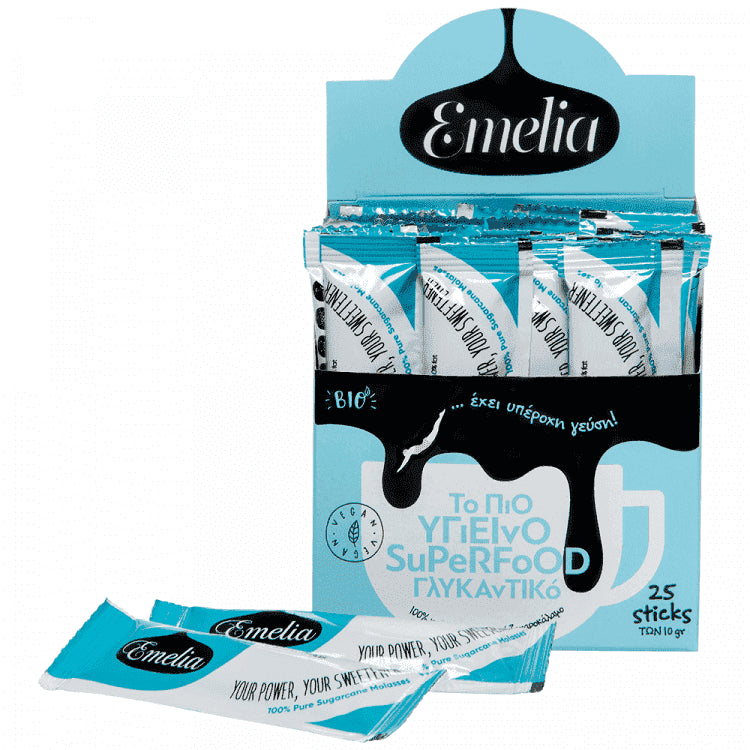 Emelia Μελάσα Από Ζαχαροκάλαμο Sticks 25 x 10gr 250gr