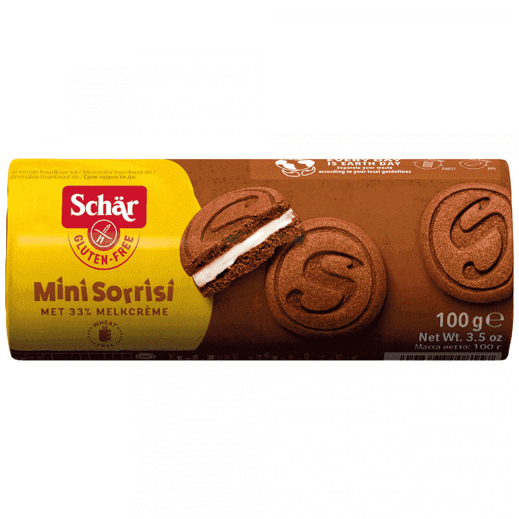 Schar Μπισκότα Γεμιστά Κρέμα Mini Sorrisi Χωρίς Γλουτένη 100gr