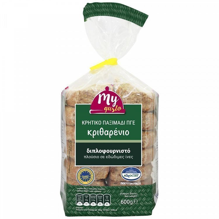 My Gusto Παξιμάδι Κριθαρένιο Κρητικό Π.Γ.Ε. 600gr