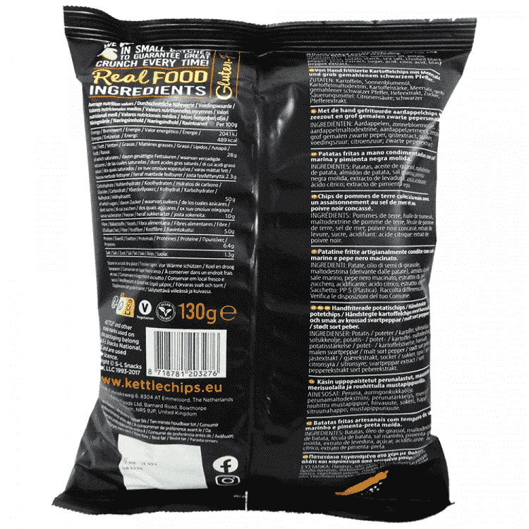 Kettle Chips Mε Θαλασσινό Αλάτι & Πιπέρι 130 gr