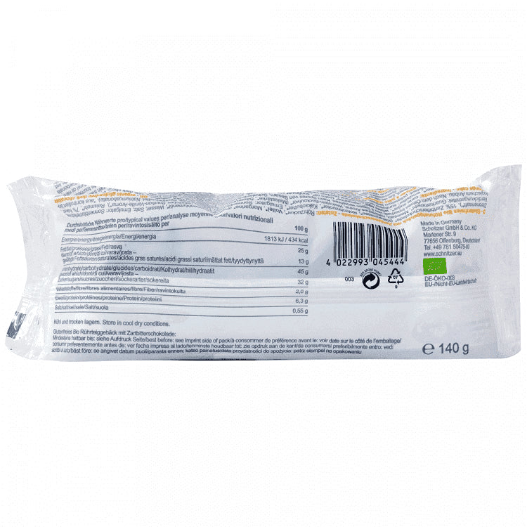 Schnitzer Κέικ Με Μαύρη Σοκολάτα Bio Χωρίς Γλουτένη 140gr