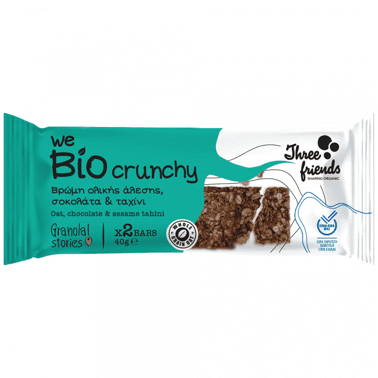 3Friends Μπάρα Crunchy Σοκολάτα Ταχίνι Bio 40gr
