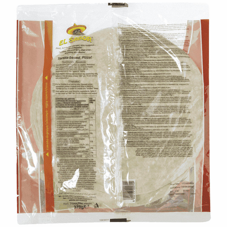 El Sabor Wraps Τορτίγια 25cm 6τεμ 370gr