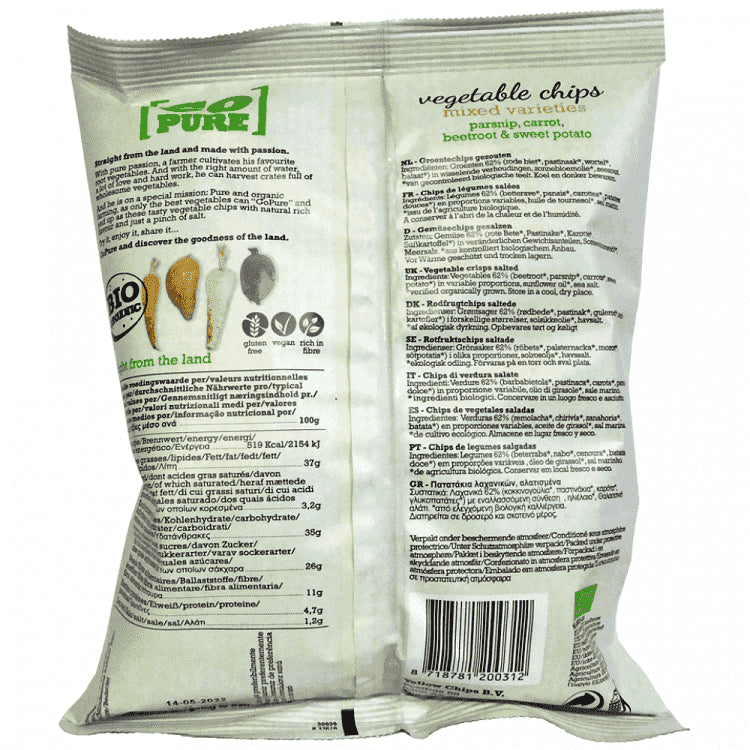 Go Pure Chips Λαχανικών Bio 90gr