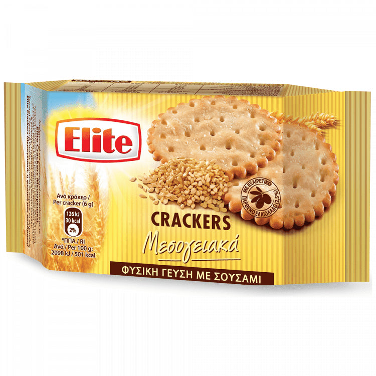 Elite Crackers Μεσογειακά Φυσική Με Σουσάμι 105 gr