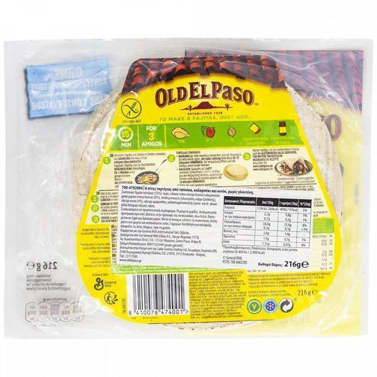 Old El Paso Tortillas Χωρίς Γλουτένη 6τμχ 216gr