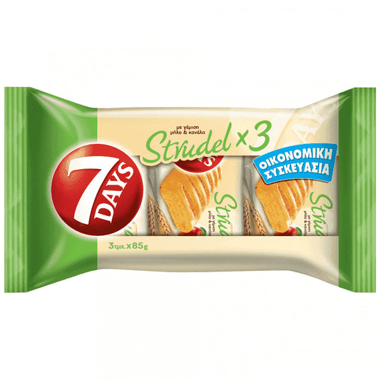7 Days Strudel Μήλο & Κανέλα 3X85gr Οικογενειακή Συσκευασία