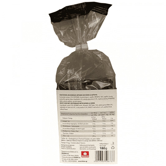 Φαίδων Crispbread Βρώμης Με Κινόα & Χαρούπι 180gr