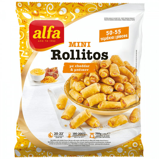 Alfa Mini Rollitos Τσένταρ & Μπέικον Κατεψυγμένα 750gr