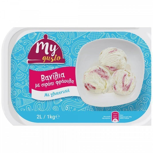 My Gusto Παγωτό Βανίλια 0% Ζάχαρη 1kg 2lt