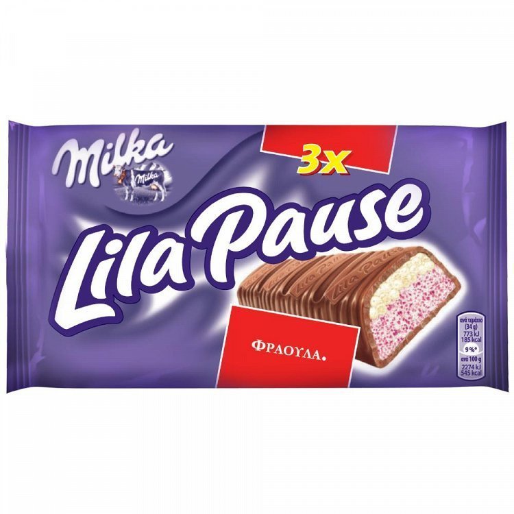 Lila Pause Σοκολάτα Φράουλα 34gr 3τεμ