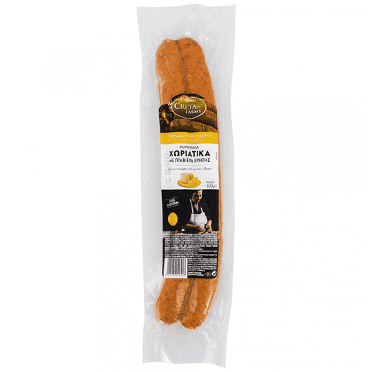 Creta Farms Λουκάνικα Χωριάτικα Με Γραβιέρα Κρήτης 400gr