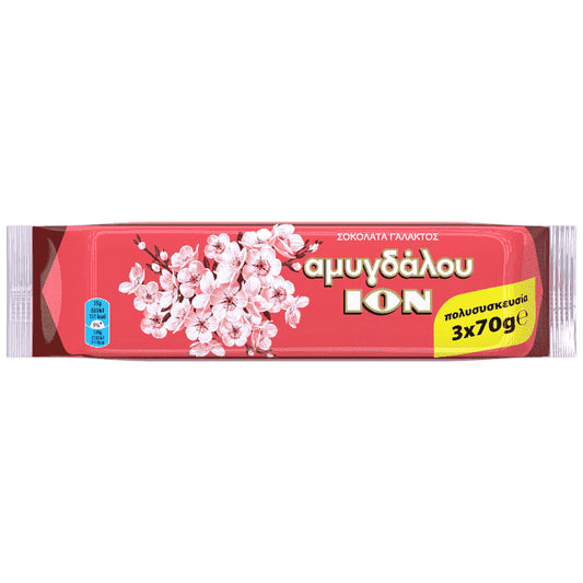 ΙΟΝ Σοκολάτα Γάλακτος Με Αμύγδαλο 3x70gr