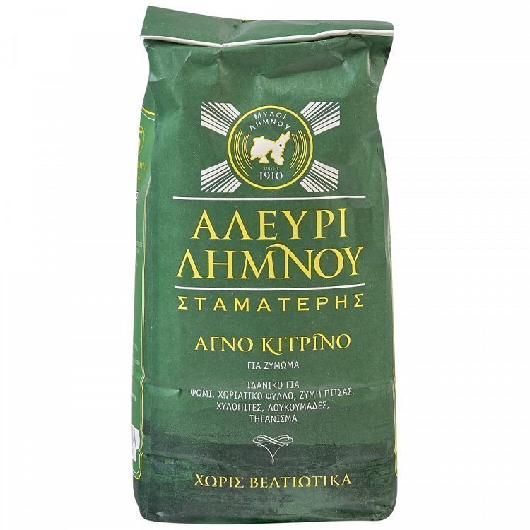 Κυλινδρόμυλοι Λήμνου Αγνό Κίτρινο Αλεύρι Για Ζύμωμα 1kg