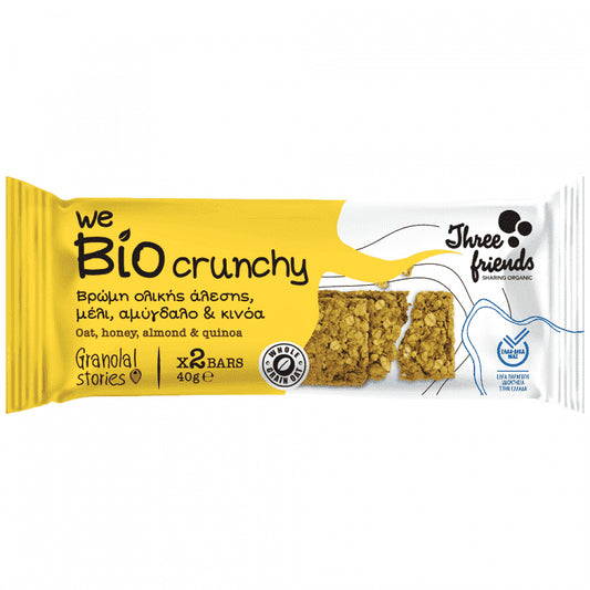 3Friends Μπάρα Crunchy Μέλι-Αμύγδαλο-Κινόα Bio 40gr