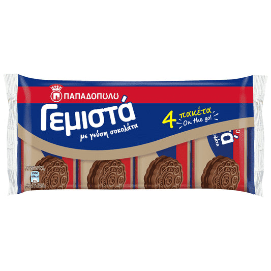 Παπαδοπούλου Μπισκότα Γεμιστά Με Σοκολάτα 58gr (4τεμ)