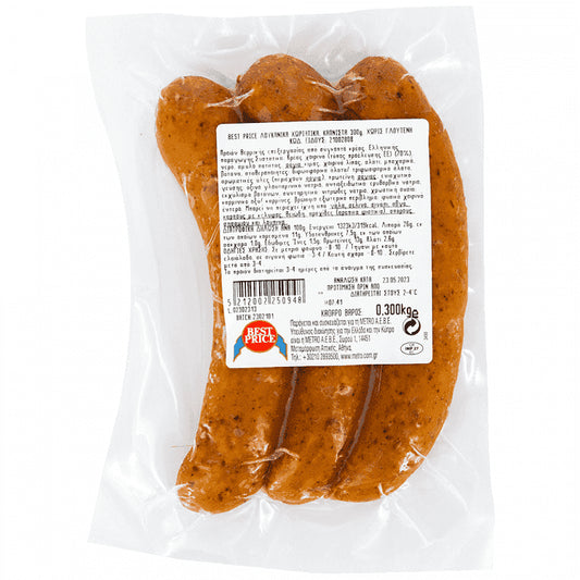 Best Price Λουκάνικο Χωριάτικο Χωρίς Γλουτένη 300gr