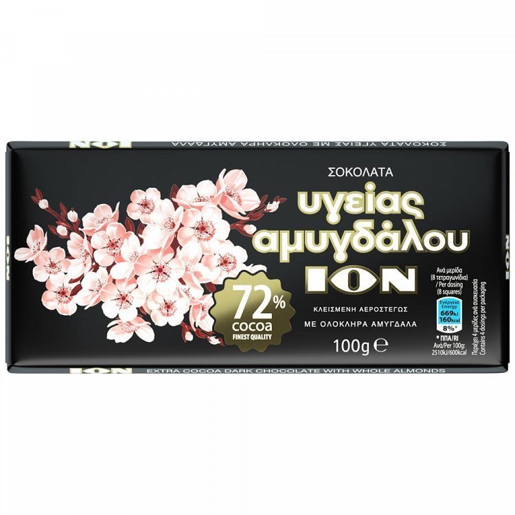 ΙΟΝ Σοκολάτα Υγείας 72 % με Αμύγδαλα 100 gr