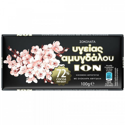 ΙΟΝ Σοκολάτα Υγείας 72 % με Αμύγδαλα 100 gr