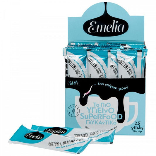 Emelia Μελάσα Από Ζαχαροκάλαμο Sticks 25 x 10gr 250gr