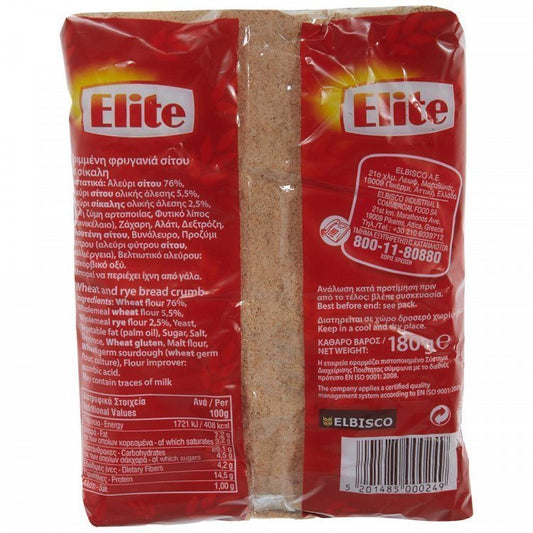 Elite Τρίμμα Φρυγανιάς Σίτου Με Σίκαλη 180gr
