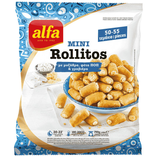 Alfa Mini Rollitos Μυζήθρα Φέτα Παρμεζάνα Κατεψυγμένα 750gr