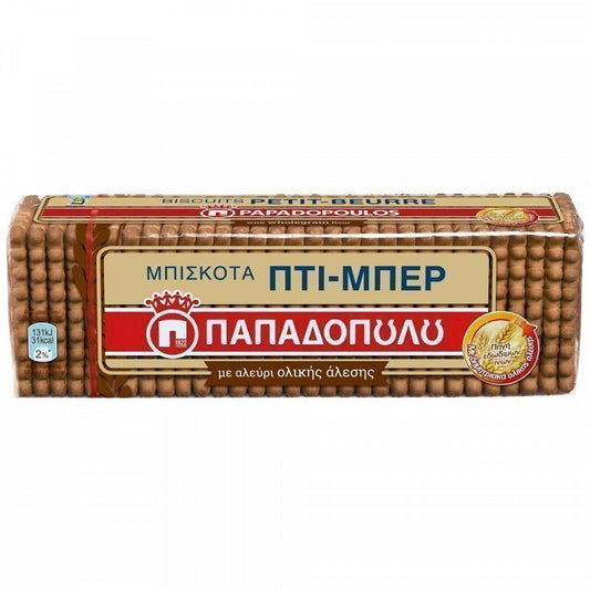 Παπαδοπούλου Μπισκότα Πτι Μπερ Με Αλεύρι Ολικής Άλεσης 225gr
