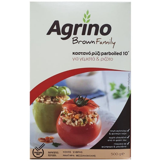 Agrino Brown Family Ρύζι Καστανό Γεμιστά-Ριζότο 10λεπτο Ελλάδος 500gr