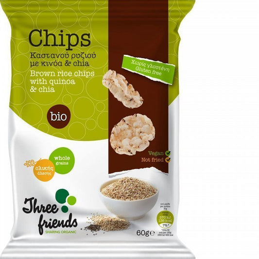 3Friends Βιολογικά Chips Ρυζιού Με Chia & Κινόα 60gr